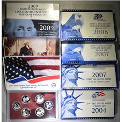 LOT OF 9 U.S. MINT PROOF SETS: