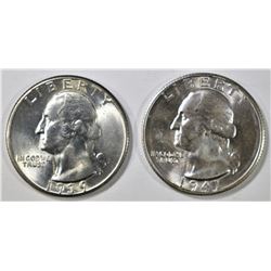1939 & 1941-S WASHINGTON QUARTERS  GEM BU