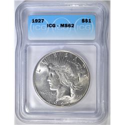 1927 PEACE DOLLAR  ICG MS-62