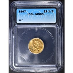 1907 $2.5 GOLD LIBERTY  ICG MS-65