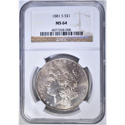 1881-S MORGAN DOLLAR  NGC MS-64