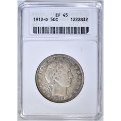 1912-D BARBER HALF DOLLAR  ANACS EF-45