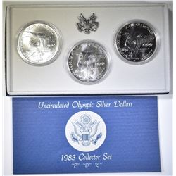 1983 OLYMPIC P-D-S UNC SILVER DOLLAR SET