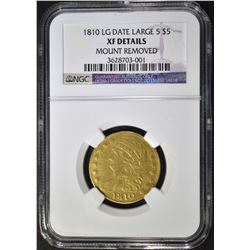 1810 LG DATE, LG 5 $5 GOLD NGC XF, MOUNT REMOVED