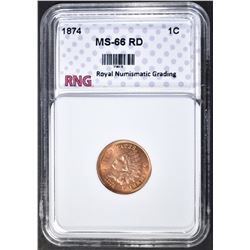 1874 INDIAN CENT RNG GEM BU RED