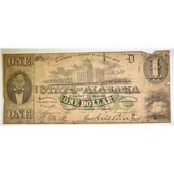 1863 $1.00 STATE OF ALABAMA NOTE