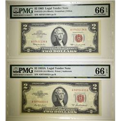 1953 A & 1963 LEGAL TENDER NOTES PMG-66 EPQ