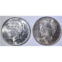 1922 & 23 PEACE DOLLARS CH BU