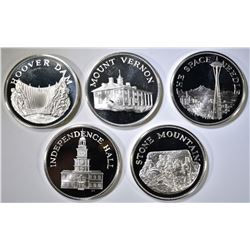 5-STERLING SILVER ROUNDS, FRANKLN MINT