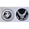 Image 1 : AIR FORCE & MARINES ONE OUNCE SILVER ROUNDS