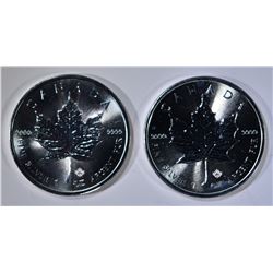 2015 & 16 ONE OUNCE SILVER CANADA MAPLE LEAF COINS