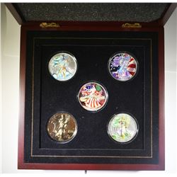 5-PIECE ENHANCED/ COLORIZED AMERICAN SILVER EAGLES