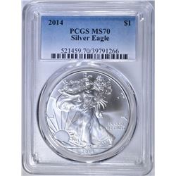 2014 AMERICAN SILVER EAGLE PCGS MS70