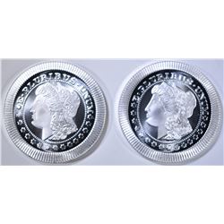 2-ONE OUNCE SILVER ROUNDS MORGAN HEAD