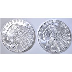 2-ONE OUNCE .999 SILVER ROUNDS INCUSE INDIAN