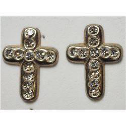 Sterling Silver Cubic Zirconia Cross Earrings, Approx Retail $40