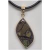 Image 1 : 14kt Gold Canadian Ammolite Necklace with Fashion Chord Retail $800