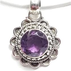 Sterling Silver Amethyst(February Birthstone) Necklace (~weight 5g), Suggested Retail Value $200 (Es