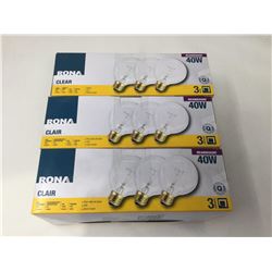 Rona Clear Incandescent Bulbs (3 x 3 x 40w)