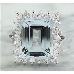 7.23 CTW Aquamarine 18K White Gold Diamond Ring