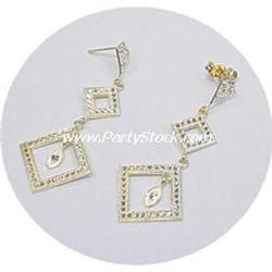 14K GOLD DIAMOND CUT & SHAPED DANGLE EARRINGS 2 Inch