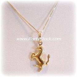 14K SOLID GOLD STALLION FERRARI CHARM PENDANT JEWELRY