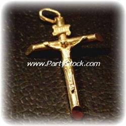 BIG 14K GOLD CRUCIFIX PENDANT NECKLACE 24 Inch JEWELRY