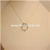Image 3 : 14K WHITE GOLD & DIAMOND MOTHER CHILD PENDANT NECKLACE