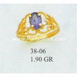 14K GOLD SIMULATED AQUAMARINE RING MARCH BIRTHSTONE