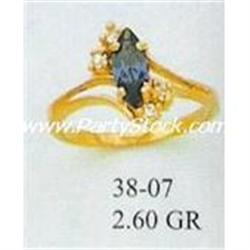 14K GOLD SIMULATED AQUAMARINE RING PISCES BIRTHSTONE