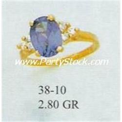 14K GOLD SIMULATED SAPPHIRE RING SEPTEMBER BIRTHSTONE