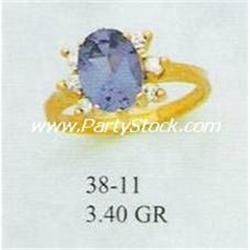14K GOLD SIMULATED BLUE TOPAZ RING SAGITTARIUS BIRTHSTONE