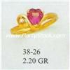 Image 1 : 14K GOLD SIMULATED RUBY RING JULY BIRTHSTONE FREE SIZING