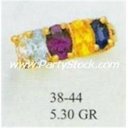 14K GOLD MULTI COLORED SIMULATED GEMSTONE RING, SIZING