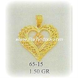 14K Gold Pendant Charm Rose Heart DIJE Corazon Joya