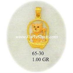 SOLID 14K Gold Charm Jewelry GATO KITTEN Kitty Pendant