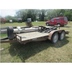 94 P.J. 14' BH Flat Deck Tandem 6 Hole Rims 15  Ramps Removable Stake Sides & Spare w TOD