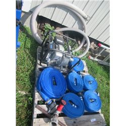 5 HP Honda 2" Water Pump w Suction Hose & 325' of Discharge Hose W Sprinkler & Nozzle