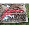 Image 2 : 10) Chains & Hooks 10' to 30', Clevis' Hooks, Pallet Grab, & 2 Load Binders