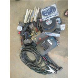 2 Sets Welding Cable, Welding Mask, 2) Angle Grinders, Discs, Wire Brushes, & CO2 Regulator