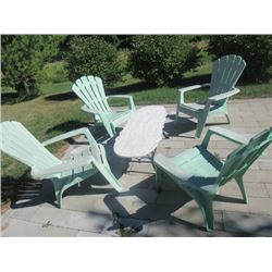 Patio Wrought Iron Marble Table & 4 Chairs