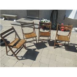 4 Wood Folding Chairs