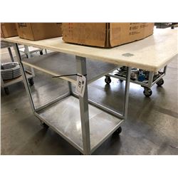 METAL FOUR WHEEL CART WITH LARGE TOP