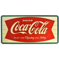 Coca-Cola Fishtail Refreshing 6 Ft Tin Sign