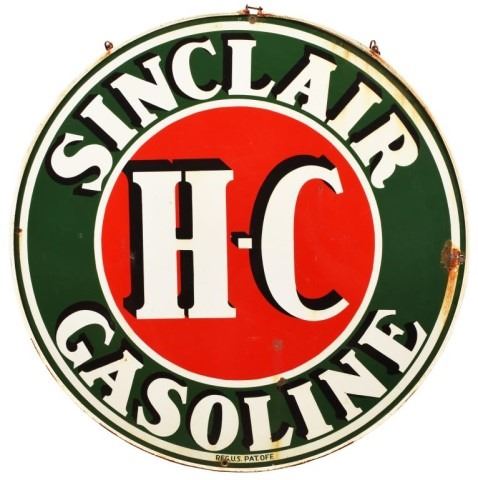 H-C Sinclair Round 4 Ft Porcelain Sign In Frame