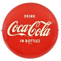 Drink Coca-Cola In Bottles Red Button Sign