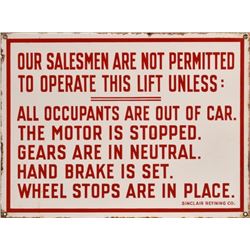 Sinclair Salesman Safety Porcelain Sign