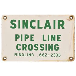 Sinclair Pipeline Crossing Porcelain Sign