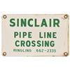 Image 1 : Sinclair Pipeline Crossing Porcelain Sign