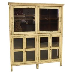 Glass Front Cupboard W/ Four Doors In Bottom